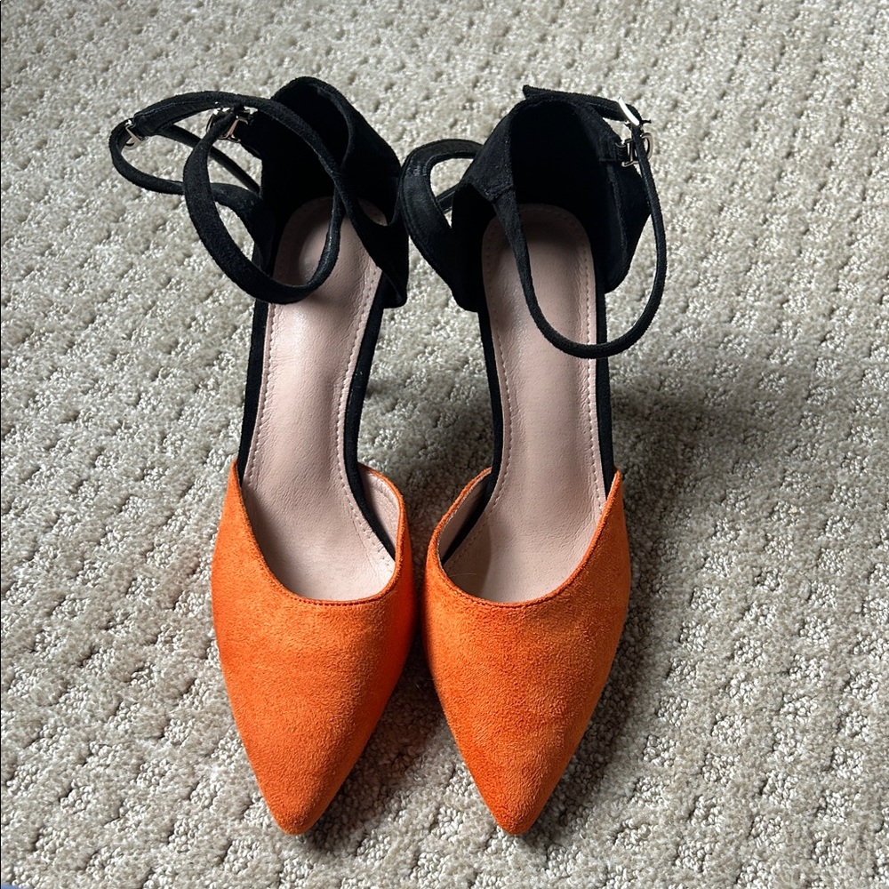 Orange black heels NTW size 41 (9.5)